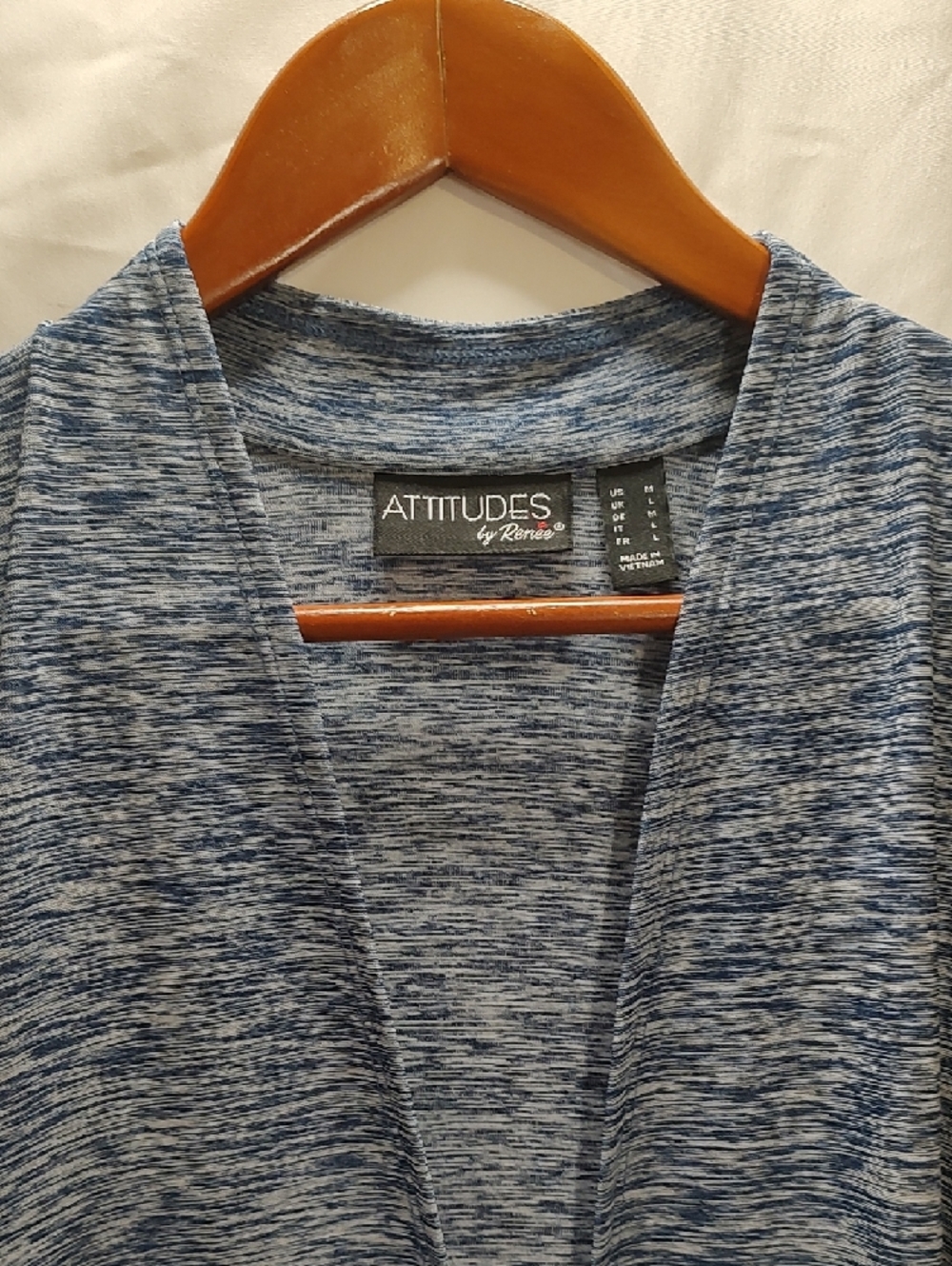 Attitudes by Renee Blue Marled Drape Open-Front Cardigan - Picture 7 of 9